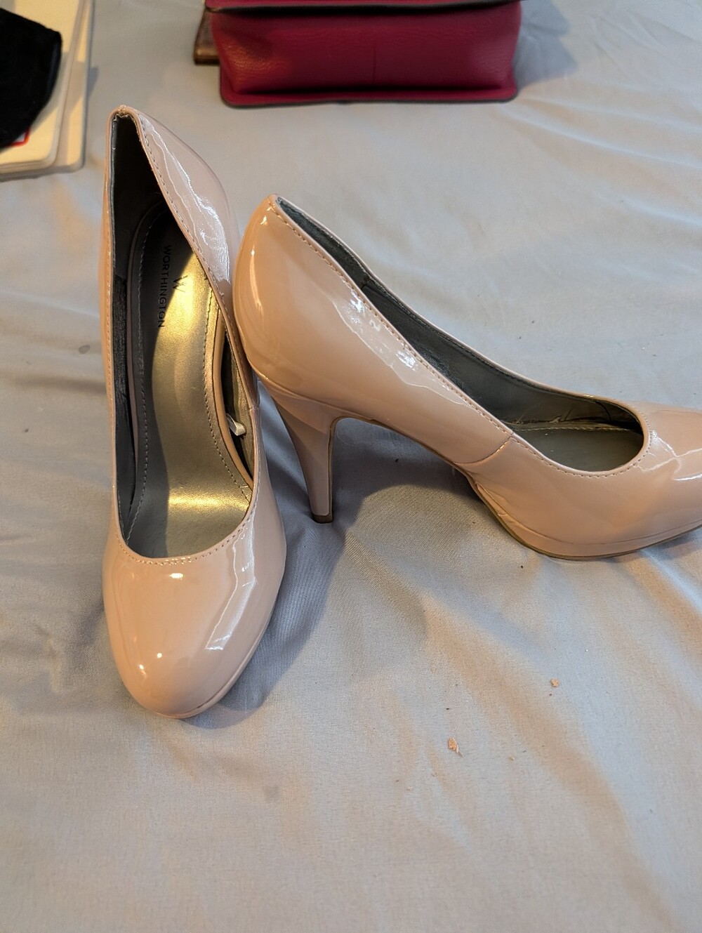 Classic Nude Patent High Heel Pumps - Women